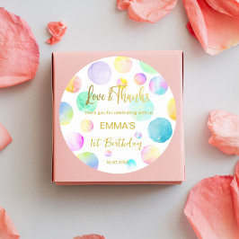 Pastel rainbow ombre dots Geburtstagsparty danke Runder Aufkleber