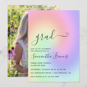 Pastel Rainbow Ombre Graduation Party Foto Invita Einladung