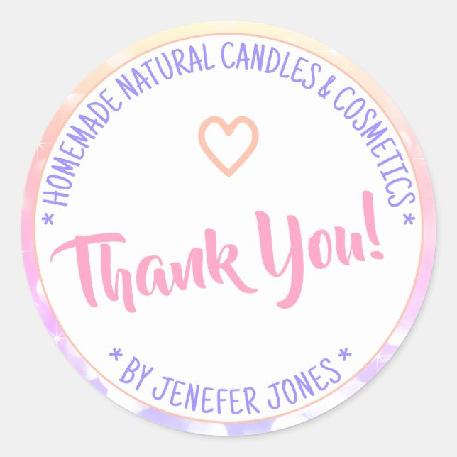 Pastel Rainbow Ombre Grenzrahmen Danke Labels Runder Aufkleber (Vorderseite)