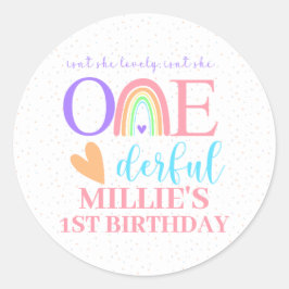 Pastel Rainbow ONEderful 1. Geburtstag Stickers
