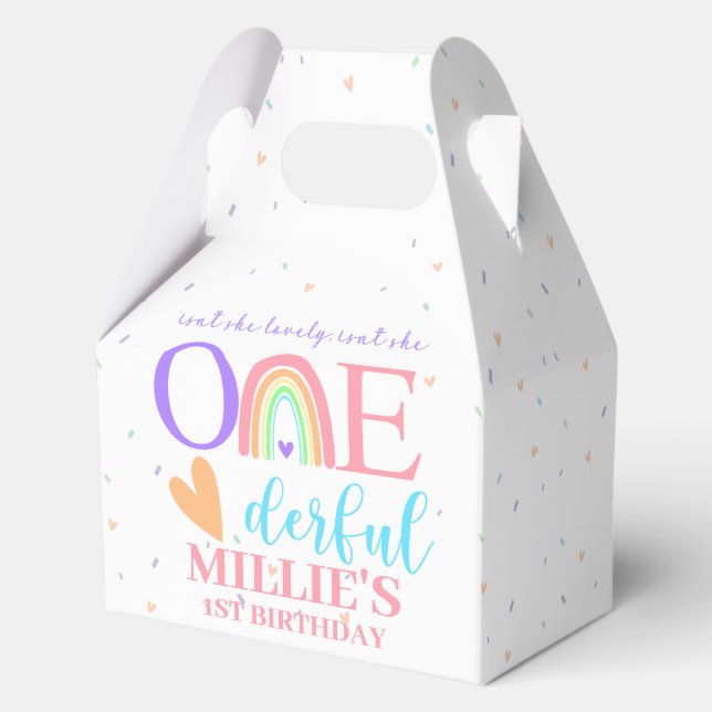 Pastel Rainbow ONEderful First Birthday Gevor Box Geschenkschachtel (Vorderseite)