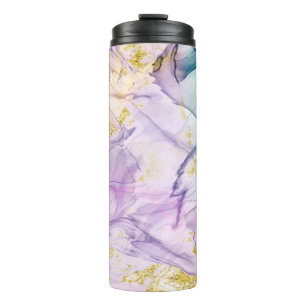 *~ Pastel Rainbow Opal Abstrakt Gold Glitzer Thermosbecher