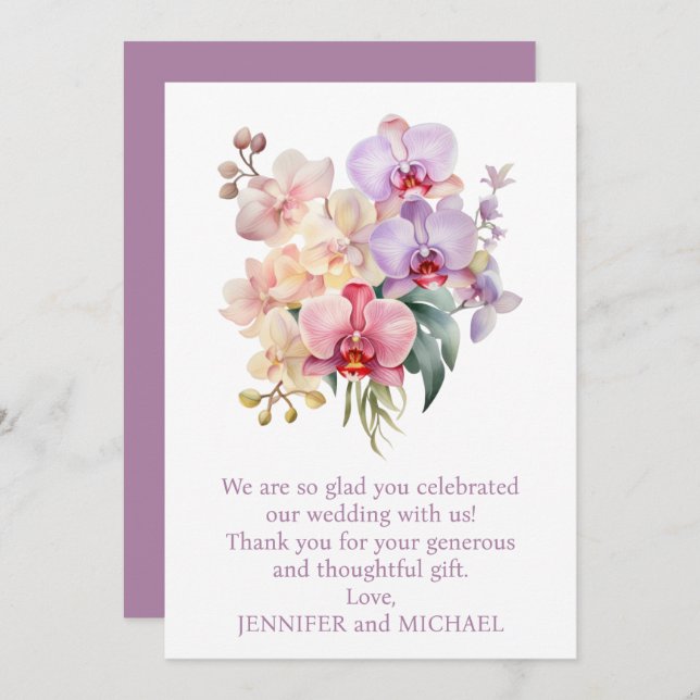 Pastel Rainbow Orchids Wedding Danke Notiz (Vorne/Hinten)