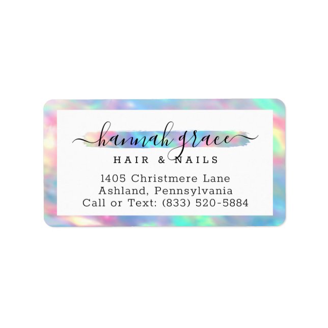 Pastel Rainbow Paint Swash Logo Salon Adresse Adressaufkleber (Vorne)