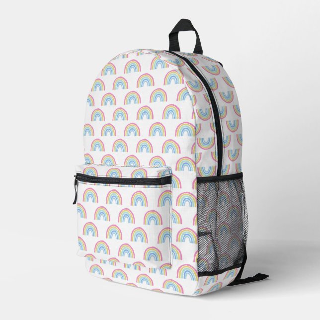 Pastel Rainbow Pattern Bedruckter Rucksack (Rückseitige Ecke Rechts)