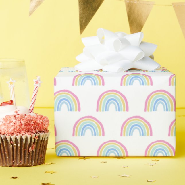 Pastel Rainbow Pattern Geschenkpapier (Geburtstagsparty)