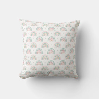 Pastel Rainbow Pattern mit Herz Kissen