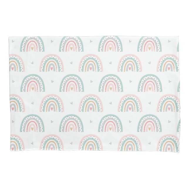 Pastel Rainbow Pattern mit Herz Kissenbezug (Vorderseite)
