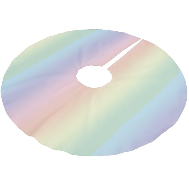 Pastel Rainbow Pattern Polyester Weihnachtsbaumdecke (Schrägansicht)