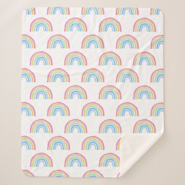 Pastel Rainbow Pattern Sherpadecke (Vorderseite)