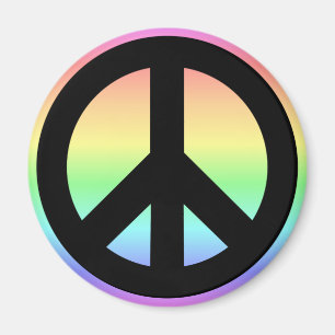 Pastel Rainbow Peace Sign Magnet