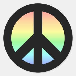 Pastel Rainbow Peace Sign Runder Aufkleber