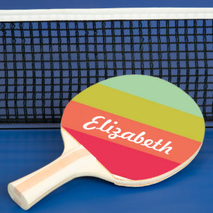 Pastel Rainbow Personalisiert Name Tischtennis Schläger