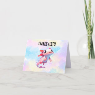 Pastel Rainbow Pink Axolotl Geburtstag Dankeskarte