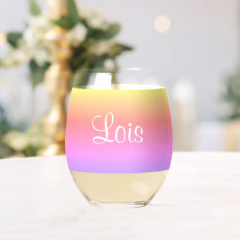 Pastel Rainbow Pink, Lila Gelb Ombre (Name) Weinglas Ohne Stiel