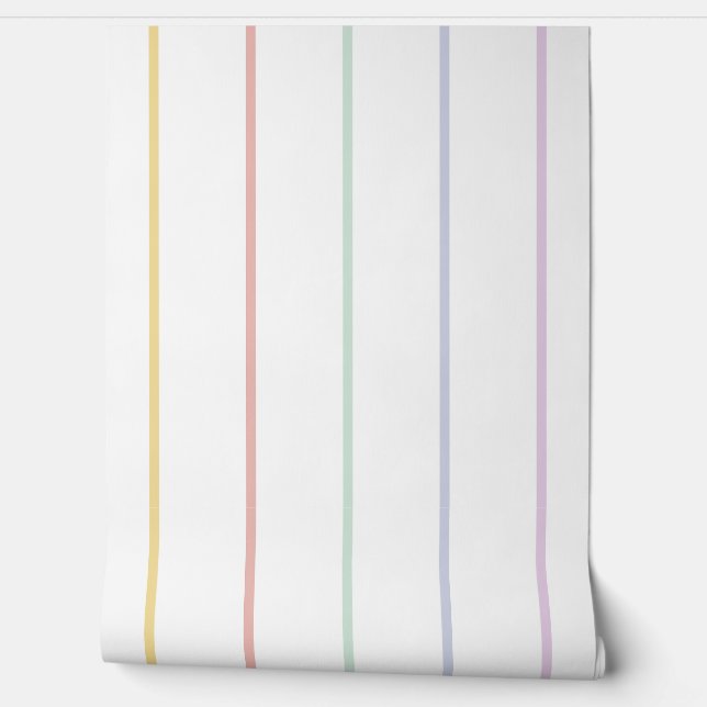 Pastel Rainbow Pinstripes Tapete (Abrollen)