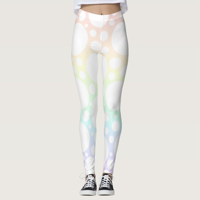 Pastel Rainbow Polka Dot Leggings (Vorderseite)