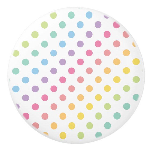 Pastel Rainbow Polka Dots Muster Keramikknauf (Vorderseite)