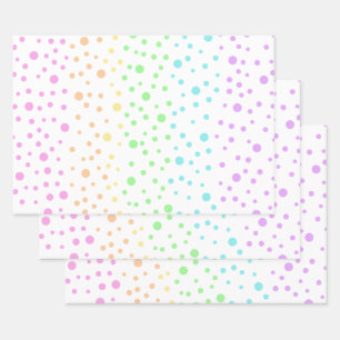 Pastel Rainbow Polka Dots Wrapping Paper Geschenkpapier Set
