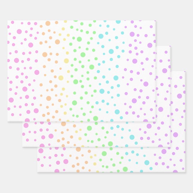 Pastel Rainbow Polka Dots Wrapping Paper Geschenkpapier Set (Set)