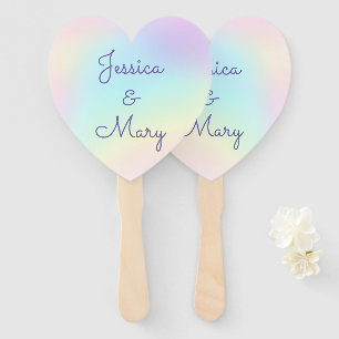 Pastel Rainbow Prismatic Lesbian Wedding Fächer