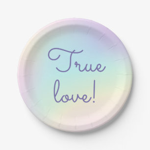 Pastel Rainbow Prismatic Lesbian Wedding Pappteller