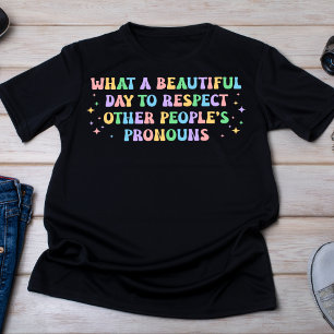 Pastel Rainbow Pronoun Respekt T-Shirt