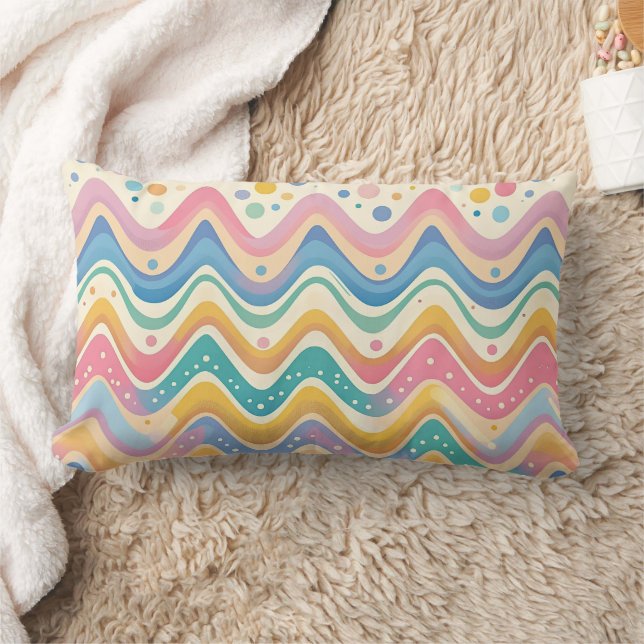 Pastel Rainbow Retro Abstract Design Lendenkissen (Decke)