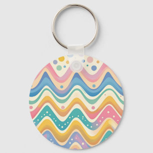 Pastel Rainbow Retro Abstract Design Schlüsselanhänger
