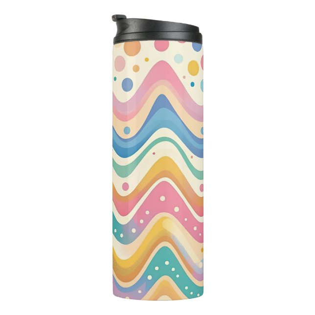 Pastel Rainbow Retro Abstract Design Thermosbecher (Nach rechts gedreht)