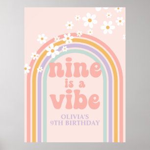 Pastel Rainbow Retro Nine ist ein Vibe 9. Geburtst Poster