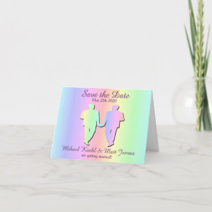 Pastel Rainbow Save the Date Notecard Gay Wedding Einladung