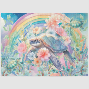 Pastel Rainbow & Sea Turtles Decoupage Seidenpapier