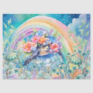 Pastel Rainbow & Sea Turtles Decoupage Seidenpapier