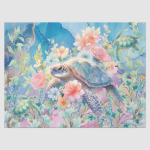 Pastel Rainbow & Sea Turtles Decoupage Seidenpapier