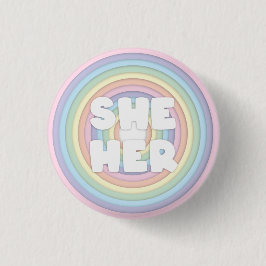 Pastel Rainbow She/Her Pronouns Button