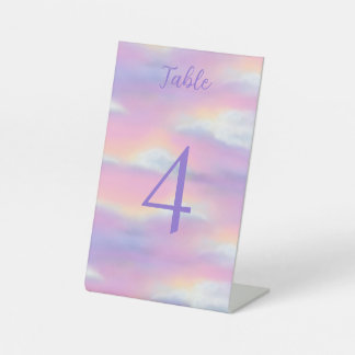 Pastel Rainbow Sky Baby Dusche Tischnummer Sockelschild