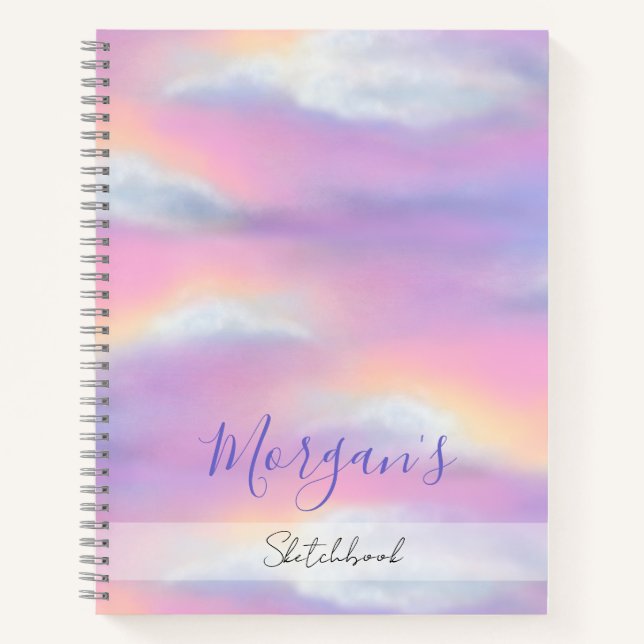 Pastel Rainbow Sky Custom Sketchbook Notizbuch (Vorderseite)
