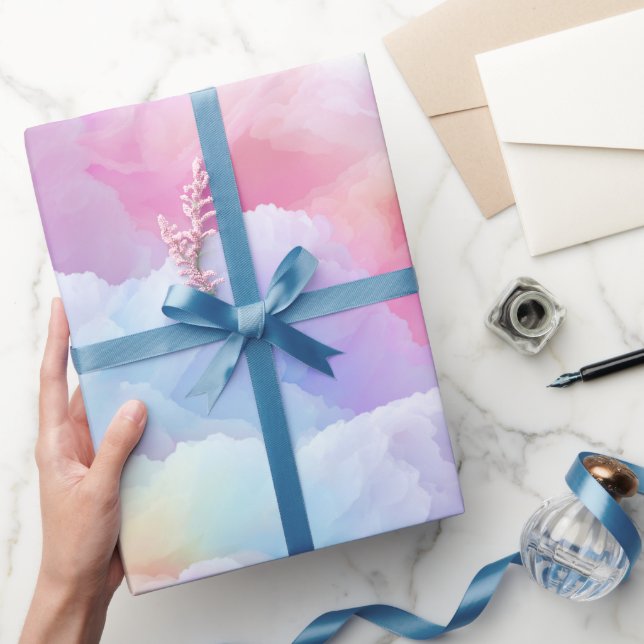 Pastel Rainbow Soft Cloud Blend Abstract Pattern Geschenkpapier (Schenken)
