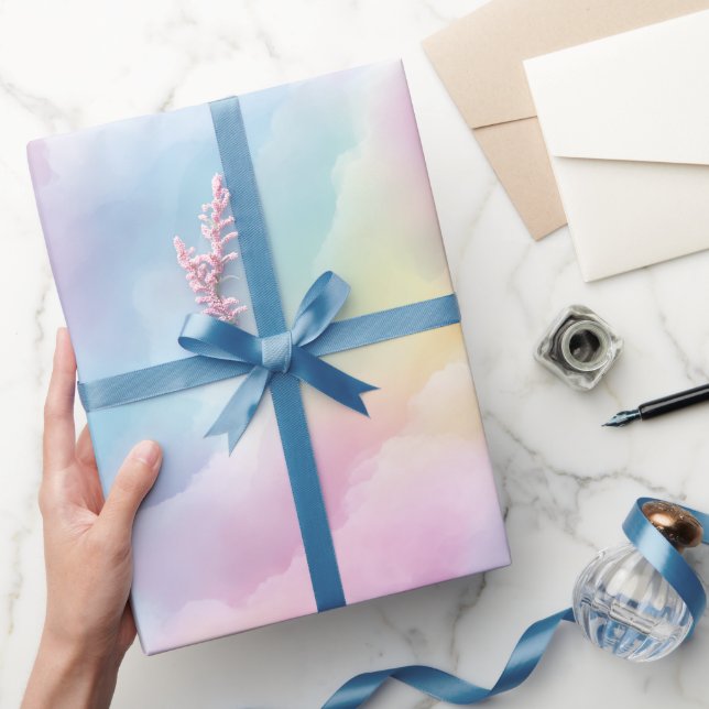 Pastel Rainbow Soft Cloud Blend Abstract Pattern Geschenkpapier (Schenken)