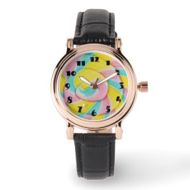 Pastel Rainbow Spiral Candy Foto Armbanduhr