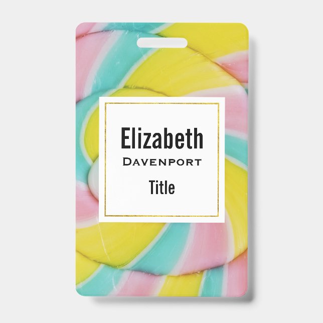 Pastel Rainbow Spiral Candy Foto Ausweis (Vorderseite)