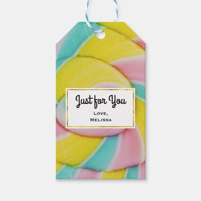 Pastel Rainbow Spiral Candy Foto für Sie Geschenkanhänger (Vorderseite)