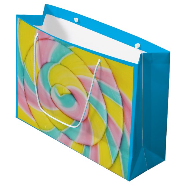 Pastel Rainbow Spiral Candy Foto Große Geschenktüte (Vorderseite Schrägansicht)
