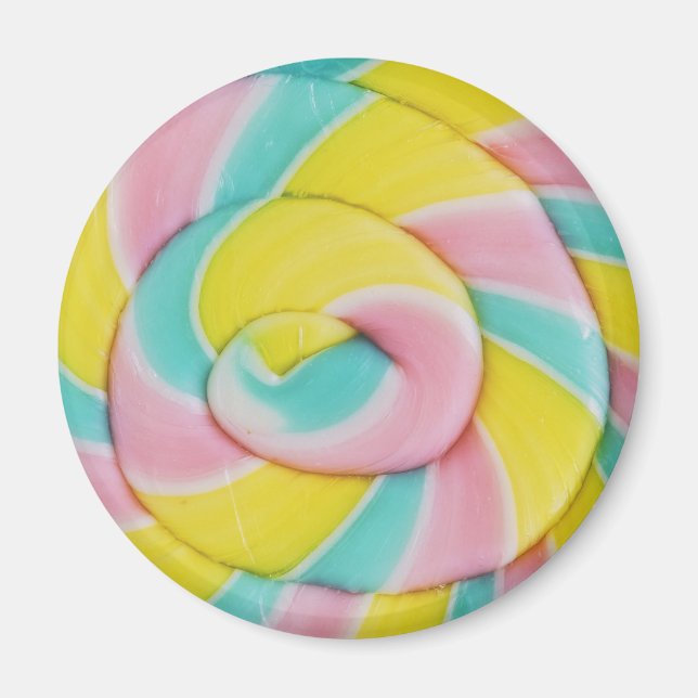 Pastel Rainbow Spiral Candy Foto Magnet (Vorne)