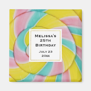 Pastel Rainbow Spiral Candy Foto Magnet