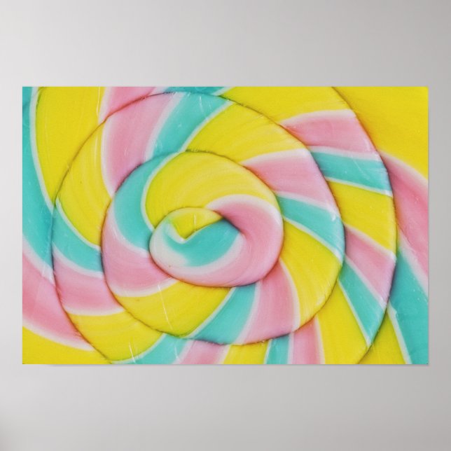 Pastel Rainbow Spiral Candy Foto Poster (Vorne)