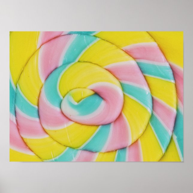 Pastel Rainbow Spiral Candy Foto Poster (Vorne)