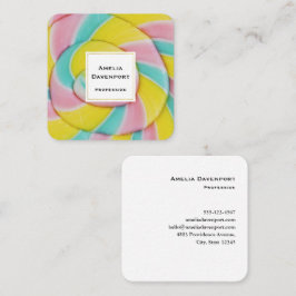 Pastel Rainbow Spiral Candy Foto Quadratische Visitenkarte