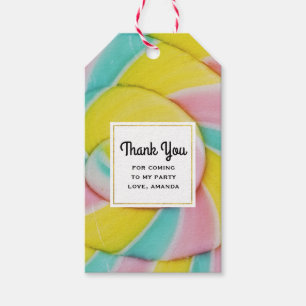 Pastel Rainbow Spiral Candy Foto Vielen Dank Geschenkanhänger